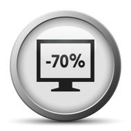 Computer Monitor icon on a silver button - SilverSeries N133