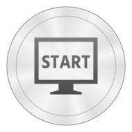 Computer Monitor icon on a round button - SharpSeries N107