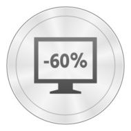 Computer Monitor icon on a round button - SharpSeries N134