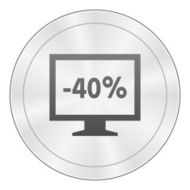 Computer Monitor icon on a round button - SharpSeries N138