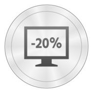 Computer Monitor icon on a round button - SharpSeries N142