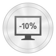 Computer Monitor icon on a round button - SharpSeries N144