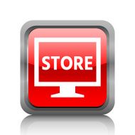 Computer Monitor icon on a square button - RubyRedSeries N86