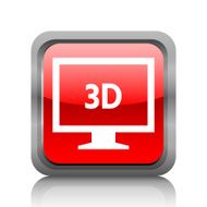Computer Monitor icon on a square button - RubyRedSeries N91