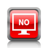 Computer Monitor icon on a square button - RubyRedSeries N94
