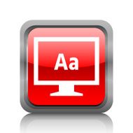Computer Monitor icon on a square button - RubyRedSeries N96