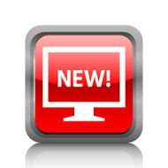 Computer Monitor icon on a square button - RubyRedSeries N100