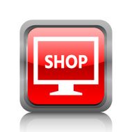 Computer Monitor icon on a square button - RubyRedSeries N107