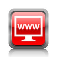 Computer Monitor icon on a square button - RubyRedSeries N109