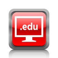 Computer Monitor icon on a square button - RubyRedSeries N117