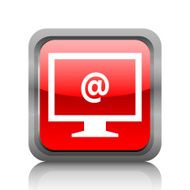 Computer Monitor icon on a square button - RubyRedSeries N121