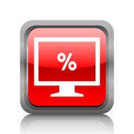 Computer Monitor icon on a square button - RubyRedSeries N123