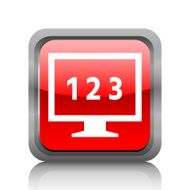 Computer Monitor icon on a square button - RubyRedSeries N125
