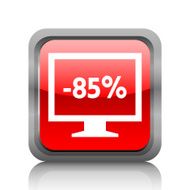 Computer Monitor icon on a square button - RubyRedSeries N130