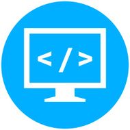 Computer Monitor icon on a round button - RoundSeries N104