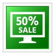 Computer Monitor icon on a square button - FlatSeries N7