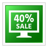 Computer Monitor icon on a square button - FlatSeries N9
