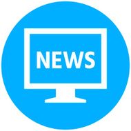 Computer Monitor icon on a round button - RoundSeries N114