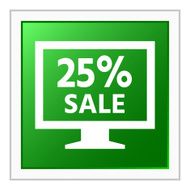 Computer Monitor icon on a square button - FlatSeries N12