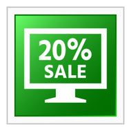 Computer Monitor icon on a square button - FlatSeries N13