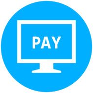 Computer Monitor icon on a round button - RoundSeries N116