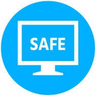 Computer Monitor icon on a round button - RoundSeries N118