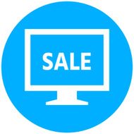 Computer Monitor icon on a round button - RoundSeries N119