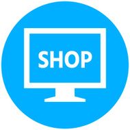 Computer Monitor icon on a round button - RoundSeries N121