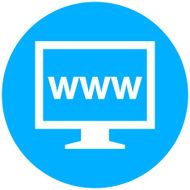 Computer Monitor icon on a round button - RoundSeries N123