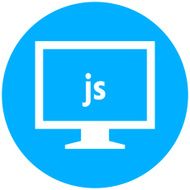 Computer Monitor icon on a round button - RoundSeries N124