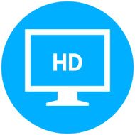 Computer Monitor icon on a round button - RoundSeries N126
