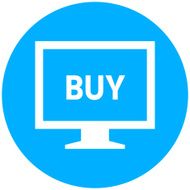 Computer Monitor icon on a round button - RoundSeries N129