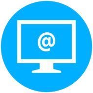 Computer Monitor icon on a round button - RoundSeries N135