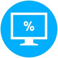 Computer Monitor icon on a round button - RoundSeries N137