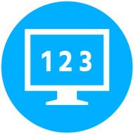Computer Monitor icon on a round button - RoundSeries N139