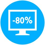 Computer Monitor icon on a round button - RoundSeries N145