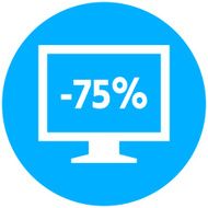 Computer Monitor icon on a round button - RoundSeries N146