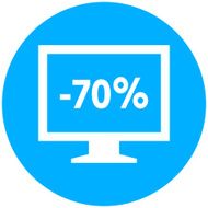 Computer Monitor icon on a round button - RoundSeries N147