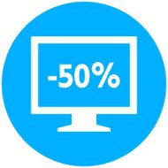 Computer Monitor icon on a round button - RoundSeries N151