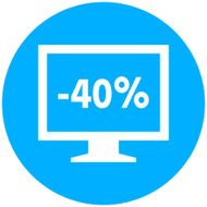 Computer Monitor icon on a round button - RoundSeries N152