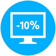 Computer Monitor icon on a round button - RoundSeries N158