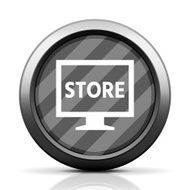 Computer Monitor icon on a round button - EliteSeries