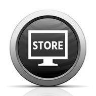 Computer Monitor icon on a round button - ElectSeries