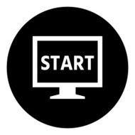 Computer Monitor icon on a round button - DimSeries N23
