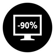 Computer Monitor icon on a round button - DimSeries N44