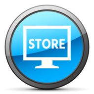 Computer Monitor icon on a round button - BrightSeries