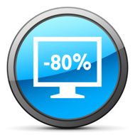 Computer Monitor icon on a round button - BrightSeries N46