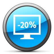 Computer Monitor icon on a round button - BrightSeries N58