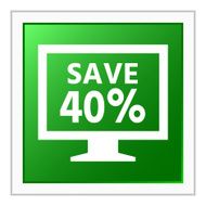Computer Monitor icon on a square button - FlatSeries N94