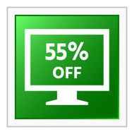 Computer Monitor icon on a square button - FlatSeries N126